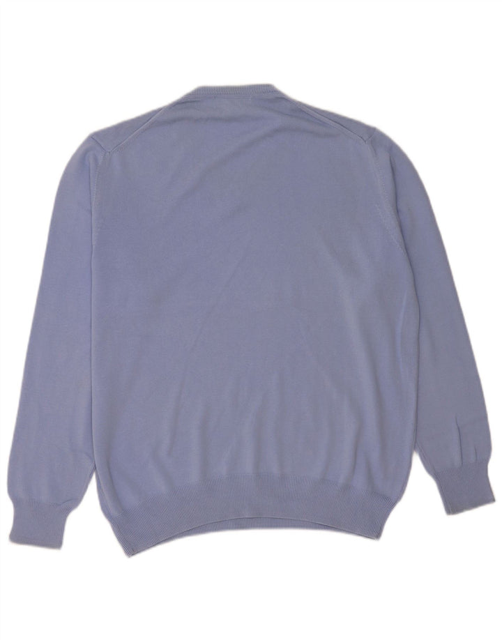 Zara Suéter masculino com decote em V grande azul