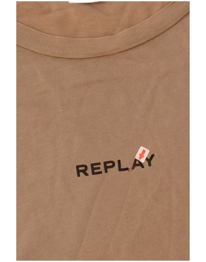 Replay Camiseta Masculina Top Grande Algodão Bege