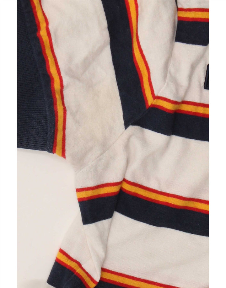Camisa polo masculina Ellesse pequena listrada branca de algodão