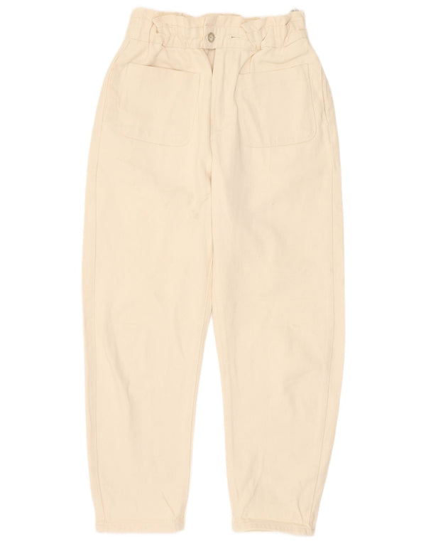 Zara Jeans Cônicos Femininos de Cintura Alta EU 36 XS W26 L25 Algodão Bege