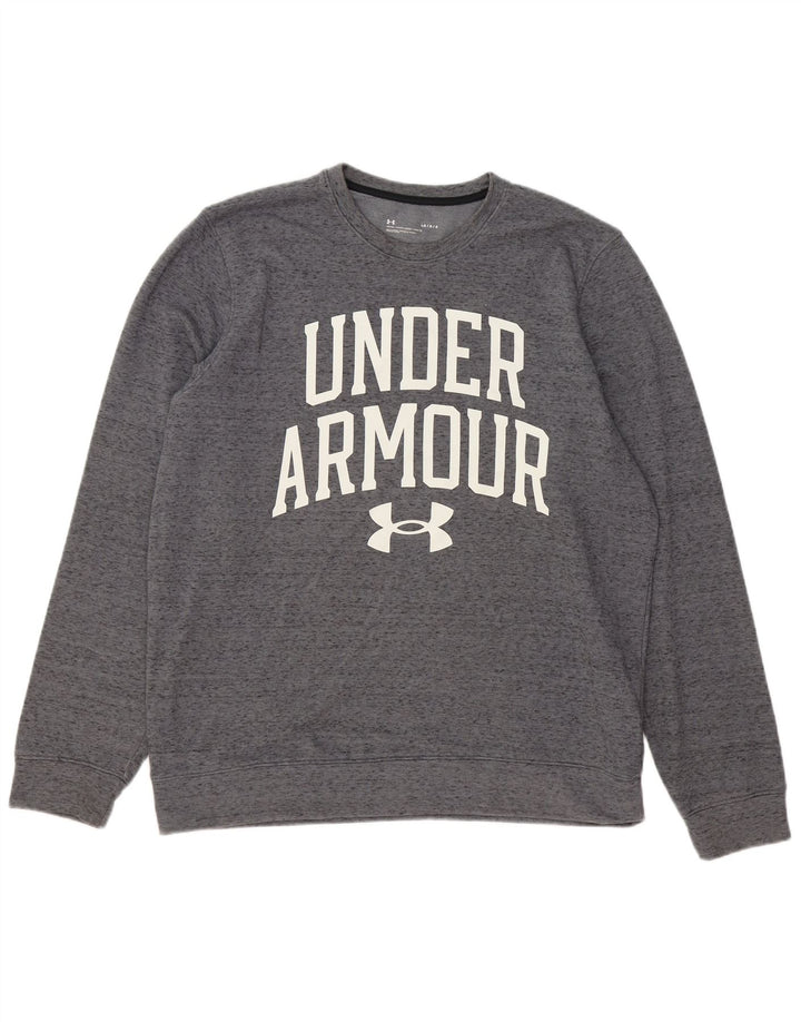 UNDER ARMOUR Suéter gráfico masculino grande algodão manchado cinza