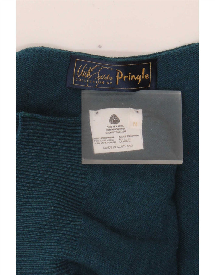 Suéter masculino Pringle com gola redonda, lã virgem verde médio