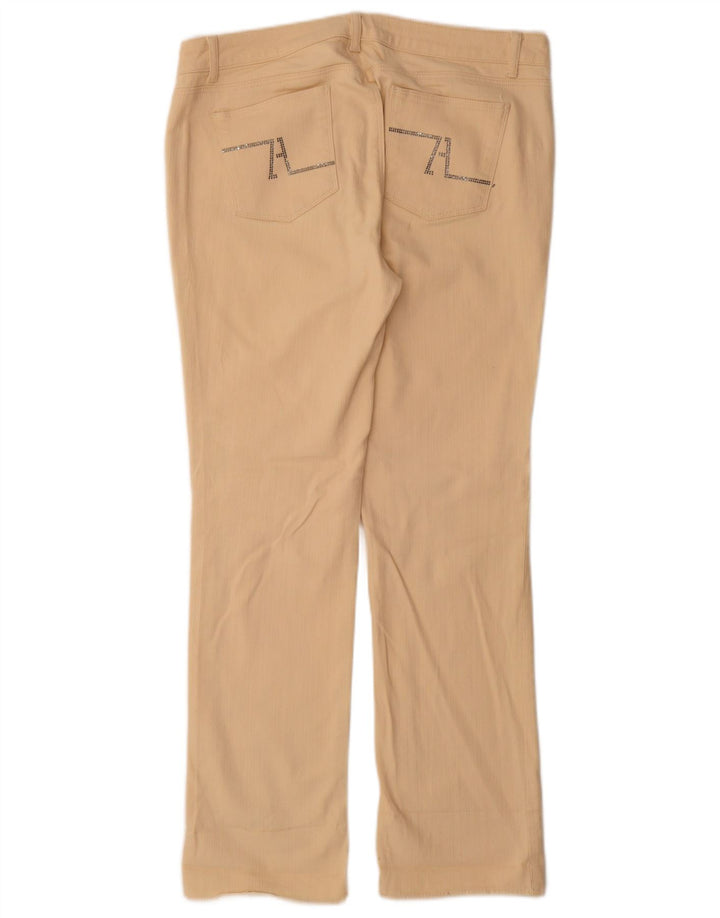 Calça jeans feminina Zara Bootcut EU 46 2XL W36 L31 algodão bege