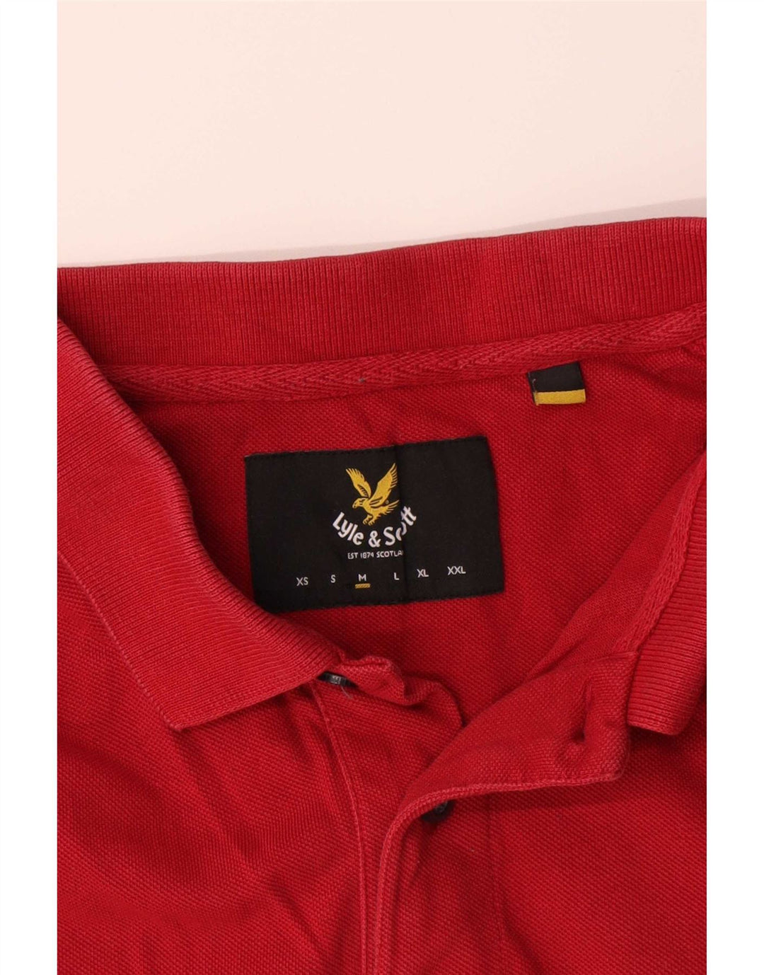 Camisa polo masculina Lyle & Scott de algodão vermelho médio