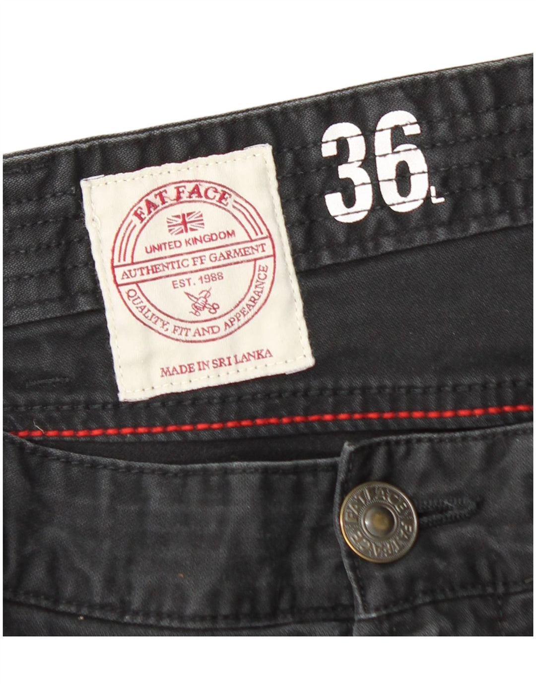 Calça jeans reta masculina FAT FACE W36 L32 algodão preto