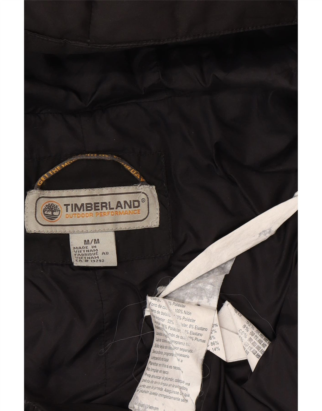 Casaco acolchoado com capuz feminino Timberland UK 14 poliéster preto médio