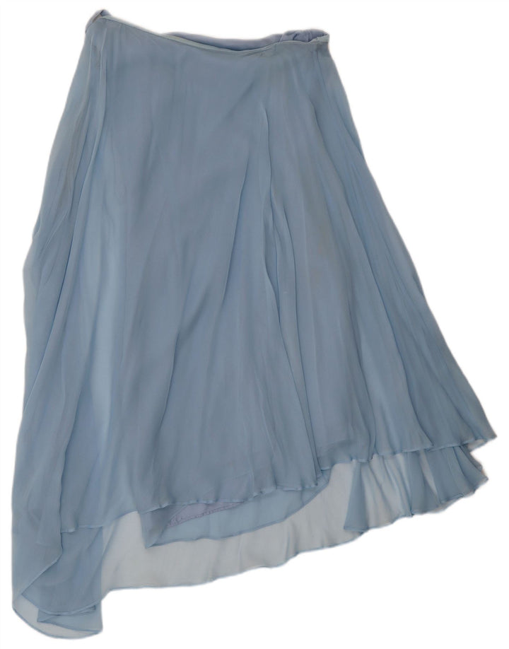 Saia assimétrica feminina vintage W30 azul médio
