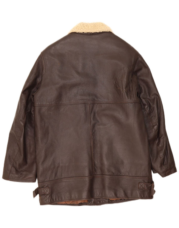 Jaqueta de couro masculina Ivy Oxford Reino Unido 36 pequena marrom