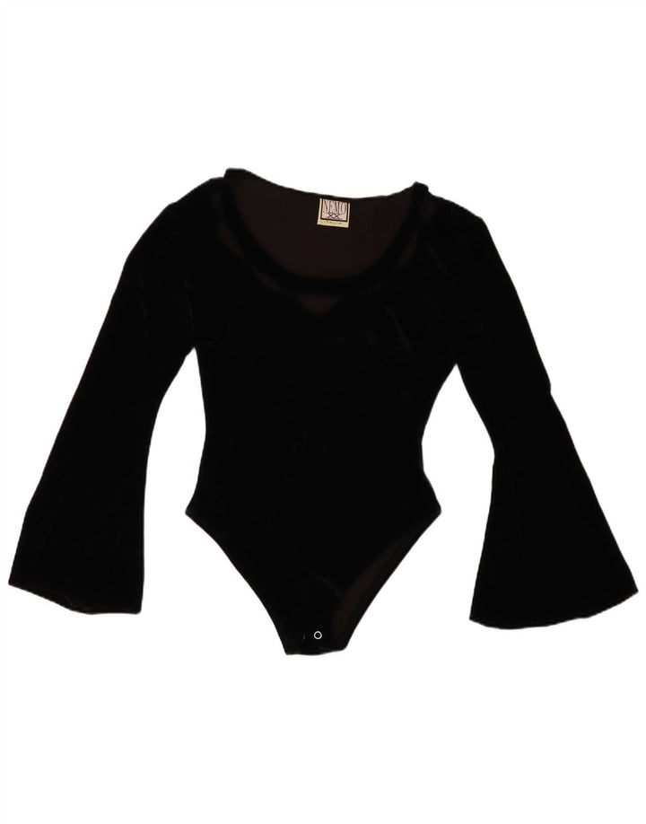 Body feminino de veludo VINTAGE UK 8 pequeno acrílico preto