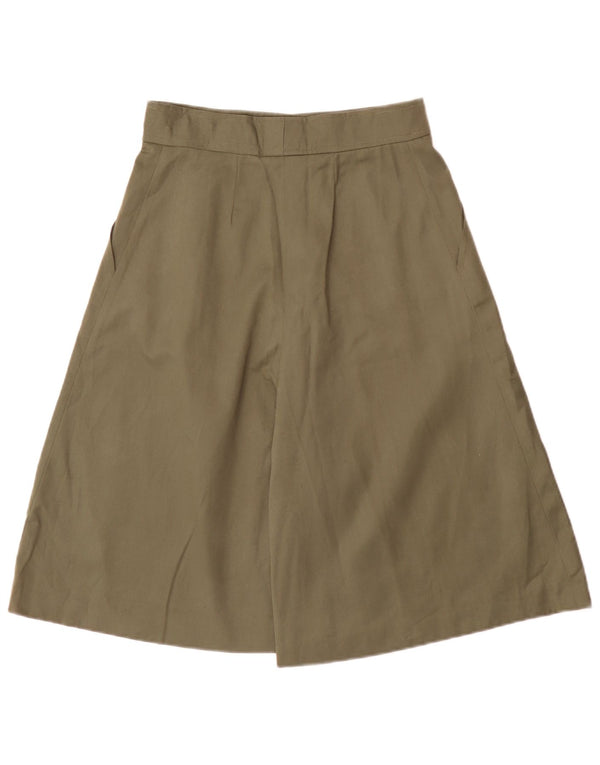 Bermuda feminina vintage de cintura alta com pregas IT 44 médio W26 cáqui