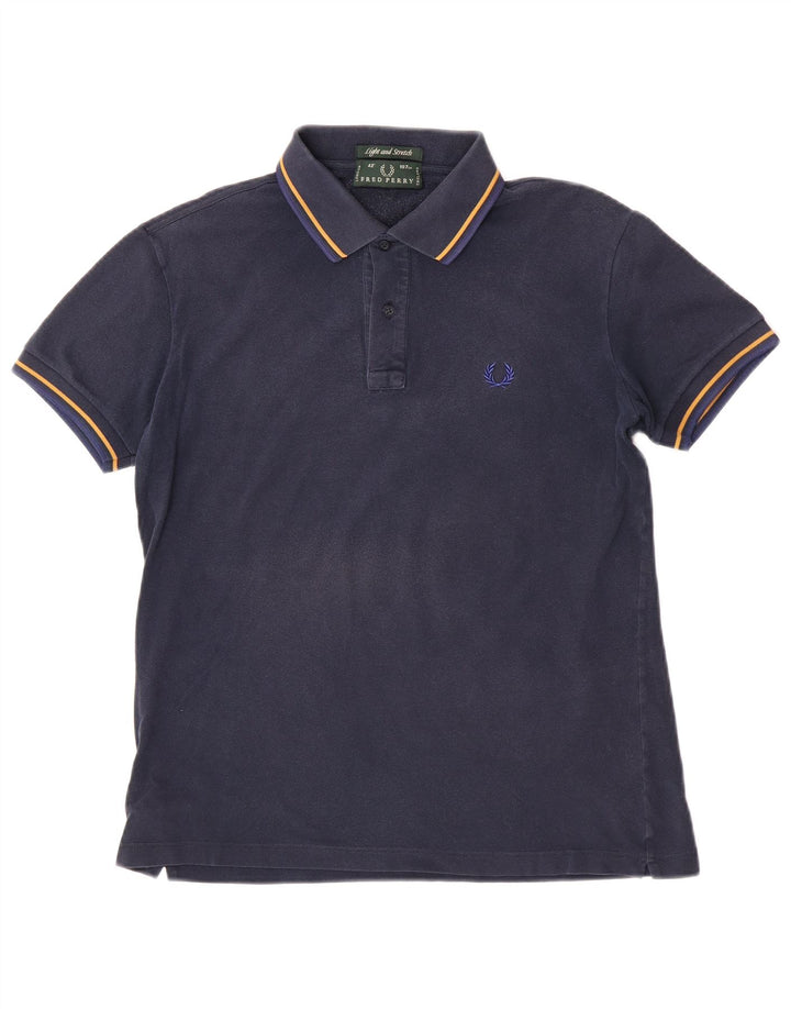 Camisa polo masculina leve e elástica Fred Perry de algodão azul marinho médio