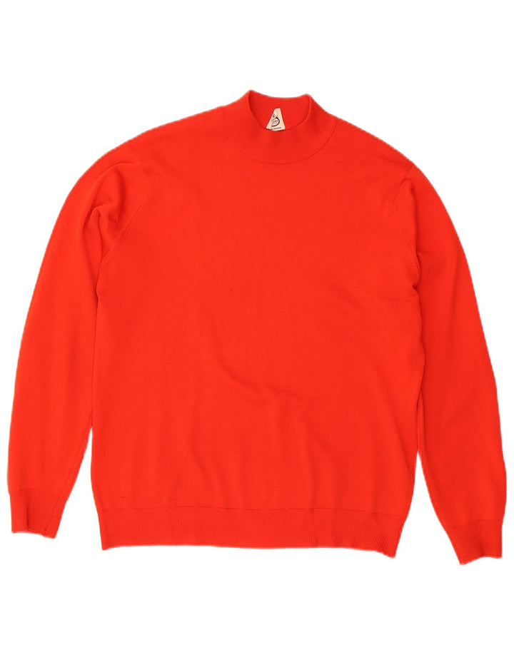 Suéter feminino vintage com gola tartaruga, poliéster vermelho médio UK 14
