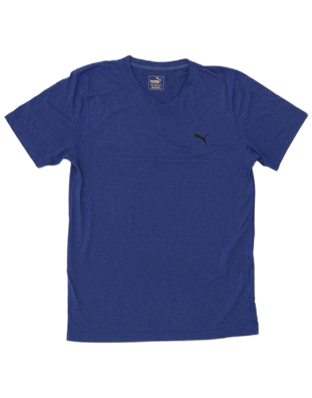 Camiseta masculina PUMA de poliéster listrado azul médio
