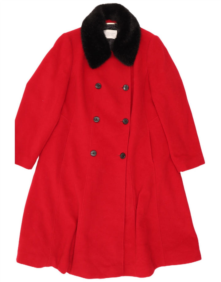Casaco feminino Windsmoor com peito duplo Reino Unido 14 bloco colorido vermelho médio