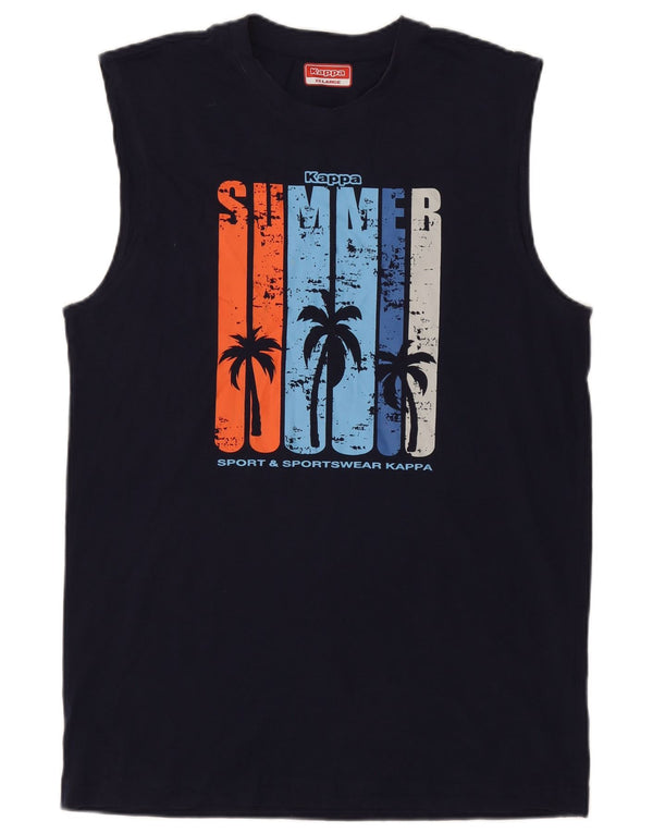 Top colete gráfico masculino Kappa 2XL algodão azul marinho