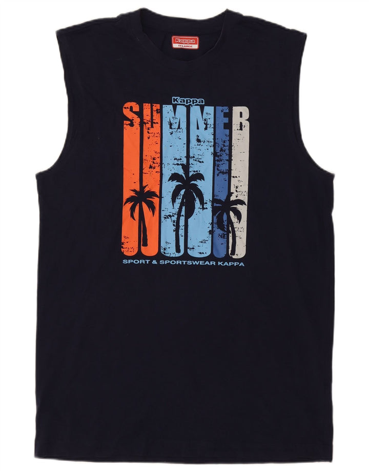 Top colete gráfico masculino Kappa 2XL algodão azul marinho