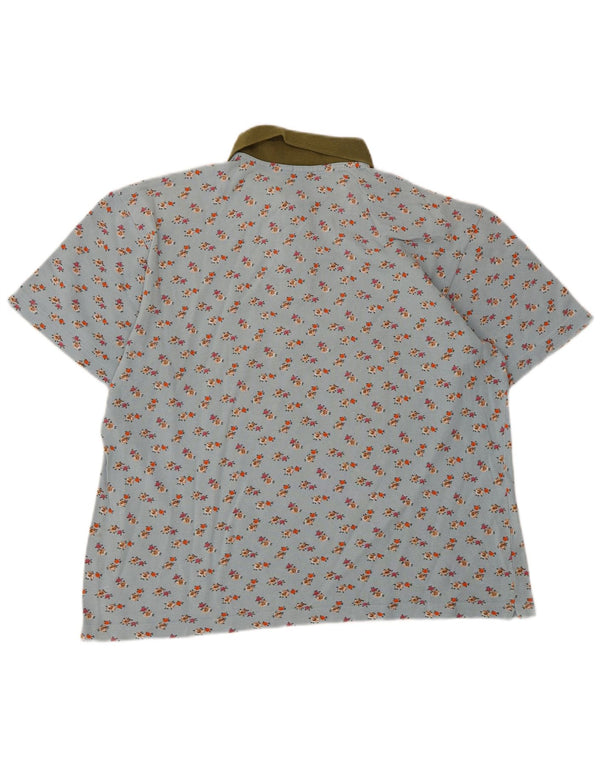 Camisa polo feminina Henry Cottons Reino Unido 16 grande azul floral