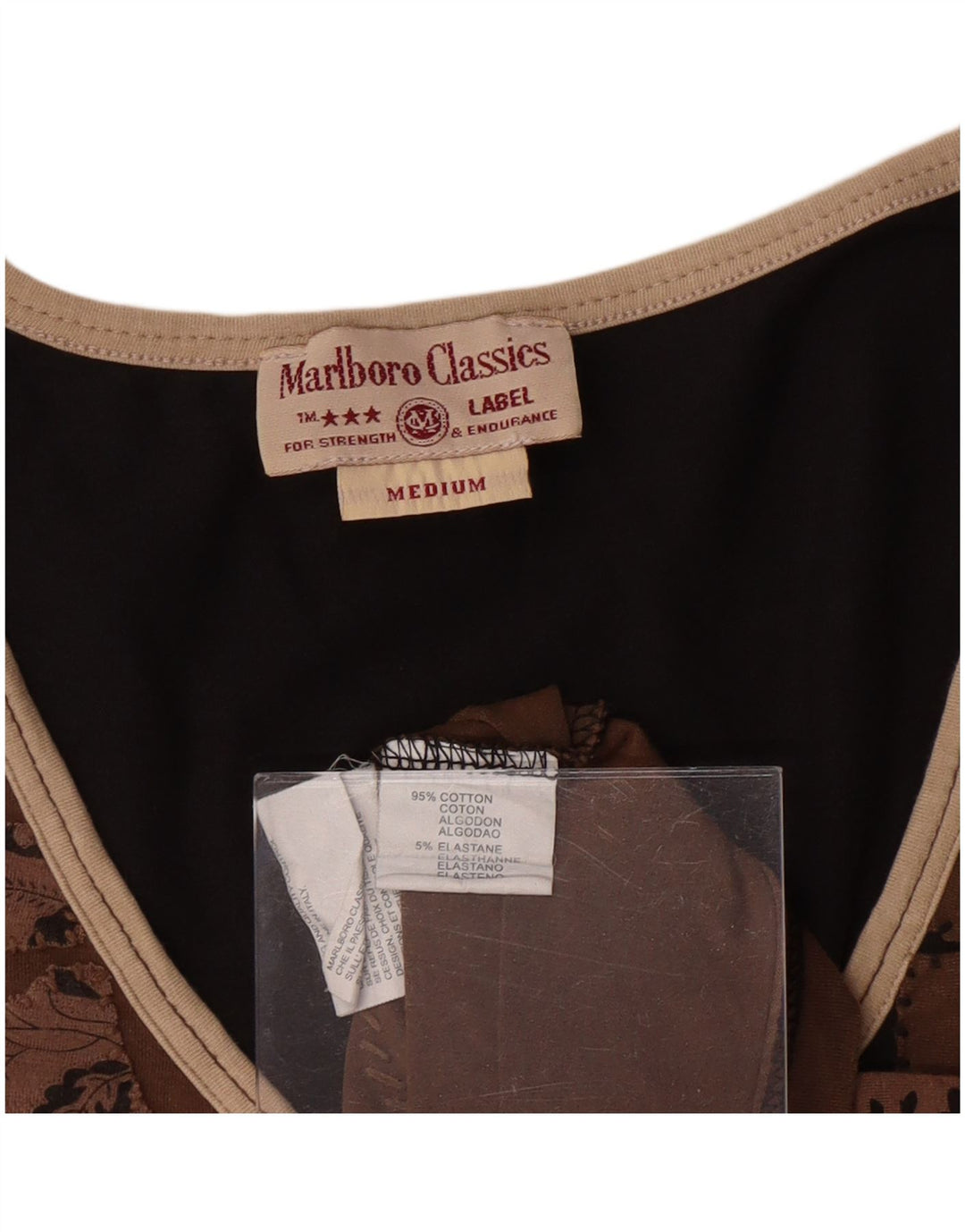 Camiseta feminina MARLBORO CLASSICS UK 12 algodão paisley marrom médio