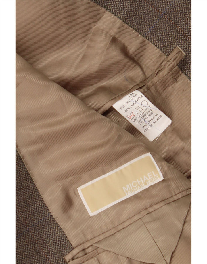 Jaqueta Blazer Masculina MICHAEL KORS com 3 Botões Reino Unido 42 XL Marrom Lambswool