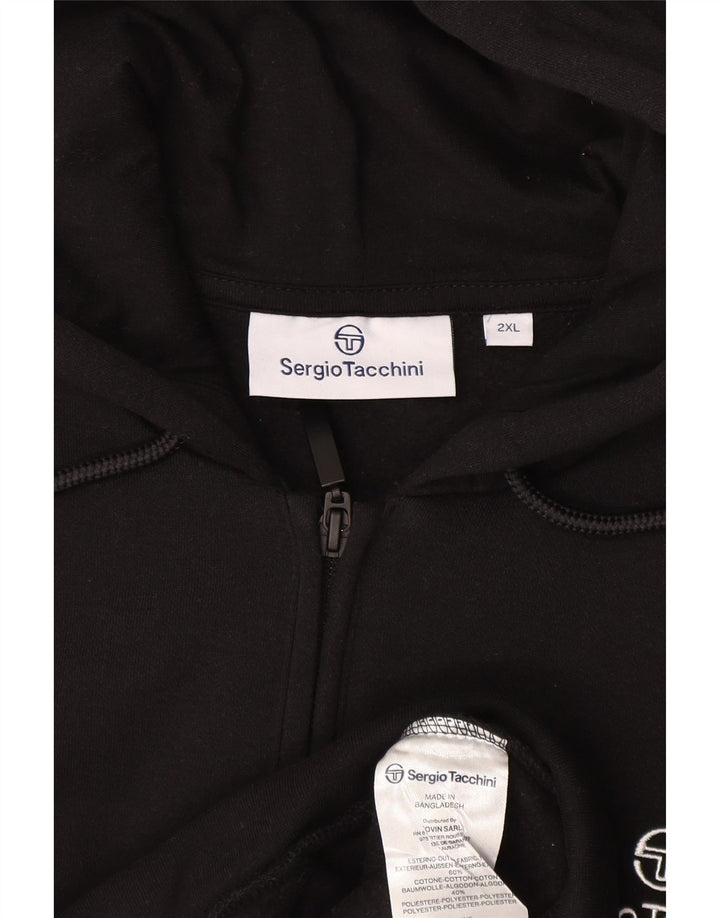 Sergio Tacchini Suéter masculino com capuz e zíper 2XL algodão preto