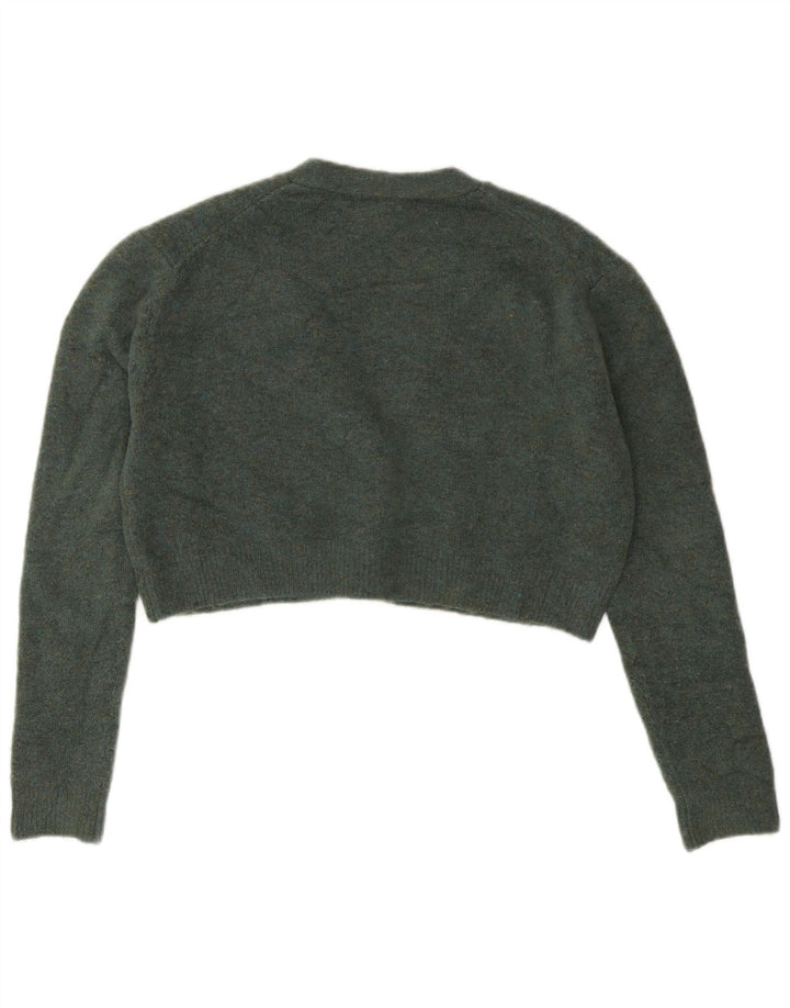Zara Suéter Cardigan Feminino Crop Oversized Reino Unido 10 Pequeno Verde