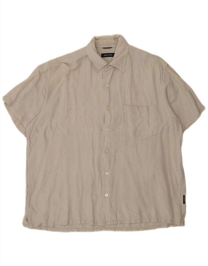 Camisa masculina de manga curta Nautica grande linho cinza