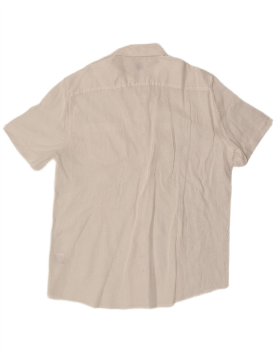 Camisa masculina vintage de manga curta XL linho branco