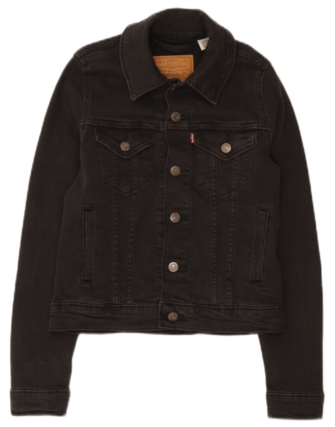 Jaqueta jeans feminina Levi's UK 2 2XS algodão preto