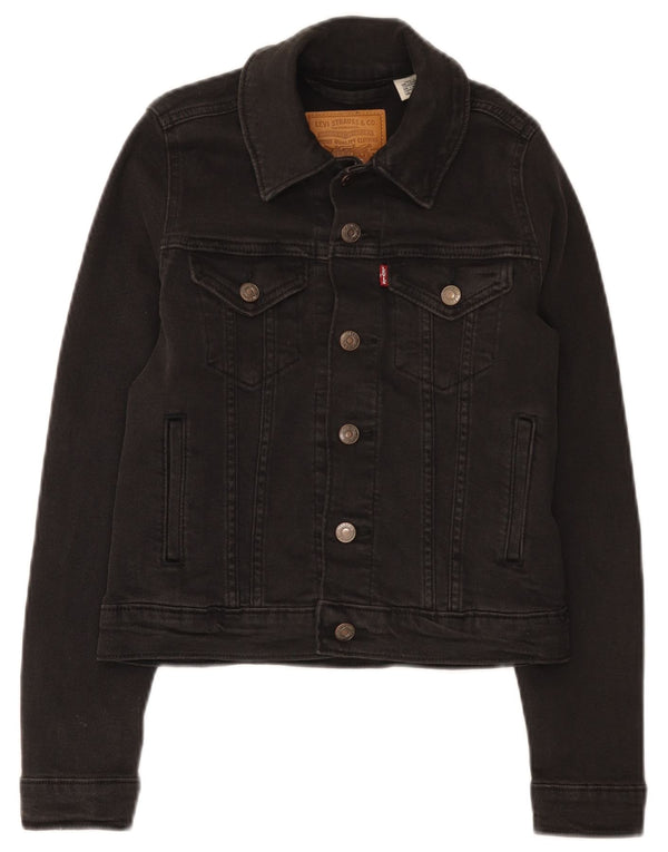 Jaqueta jeans feminina Levi's UK 2 2XS algodão preto