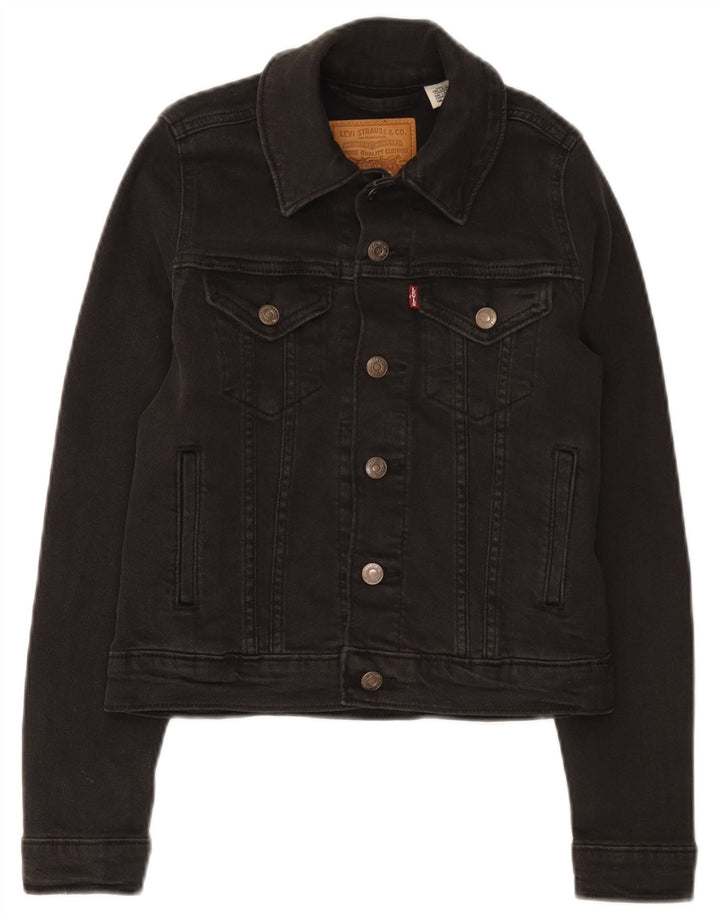 Jaqueta jeans feminina Levi's UK 2 2XS algodão preto