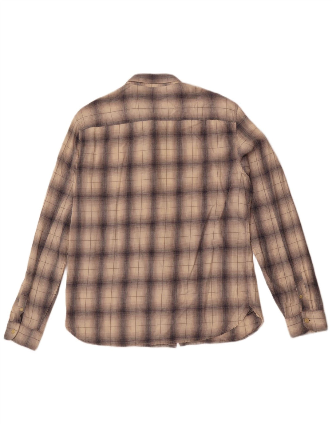Camisa masculina de flanela All Saints grande algodão xadrez bege