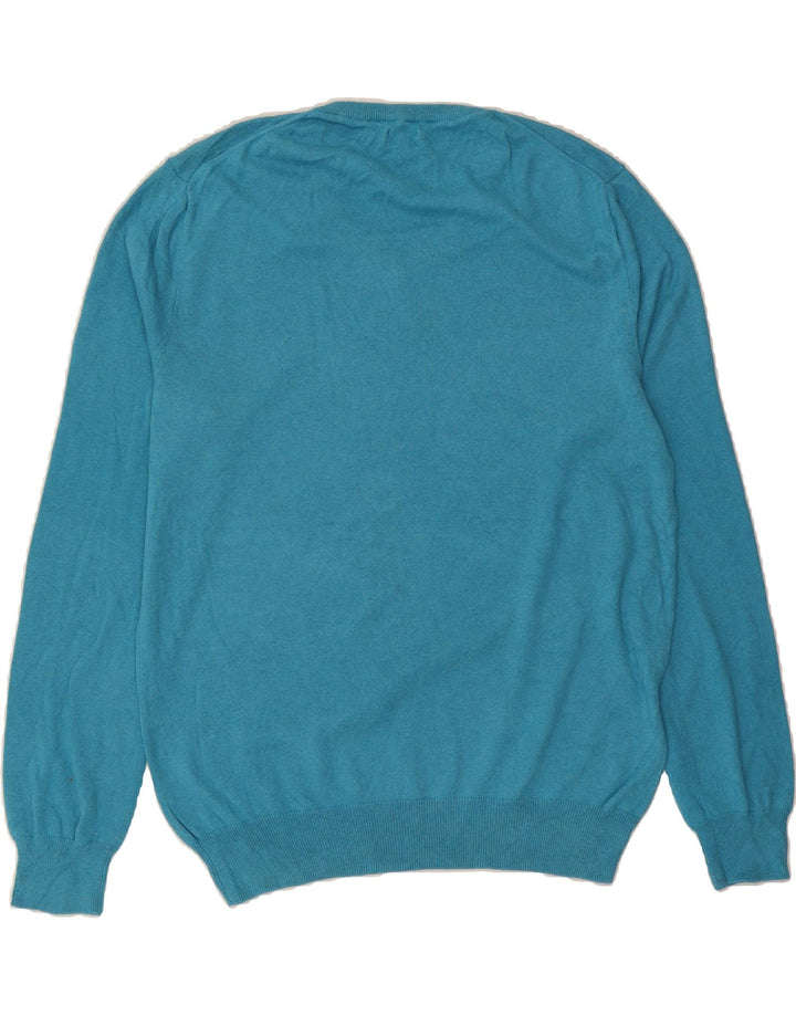 J. CREW Mens Slim Fit V-Neck Jumper Sweater Large Blue Cotton Vintage J. Crew and Second-Hand J. Crew from Messina Hembry 