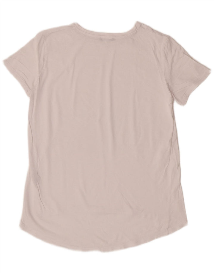 Camiseta feminina Zara Top UK 10 pequeno algodão branco