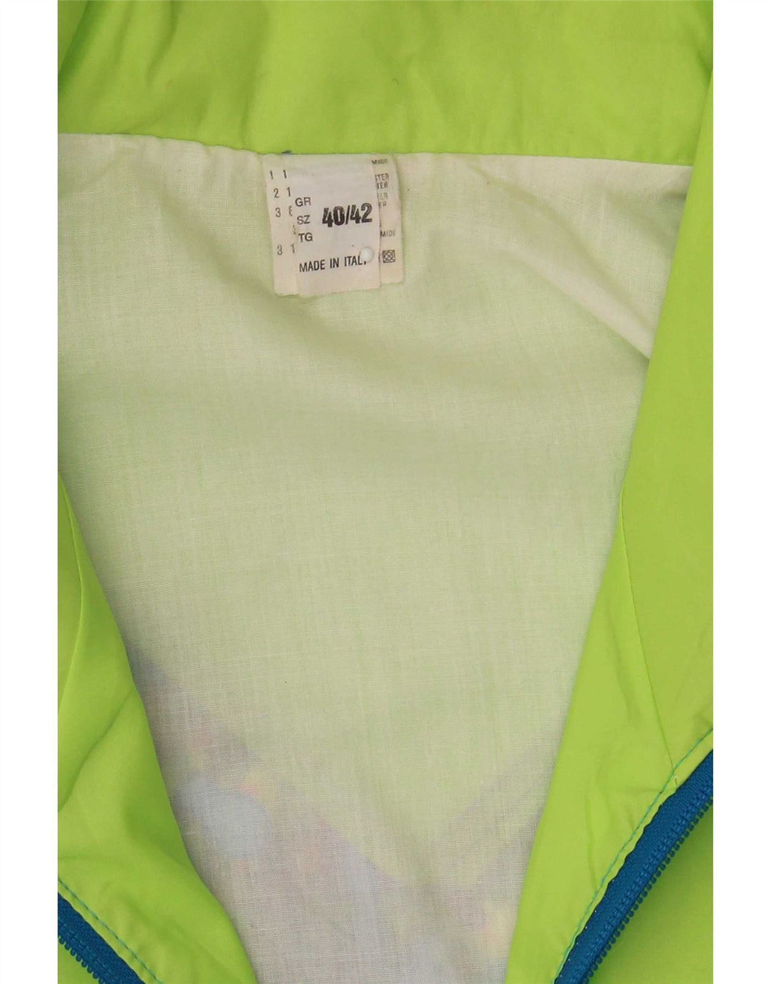 Jaqueta de chuva feminina vintage com padrão abstrato IT 40/42 azul médio