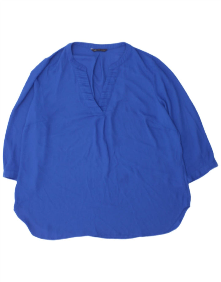 Blusa feminina de manga 3/4 Marks & Spencer UK 18 XL azul poliéster