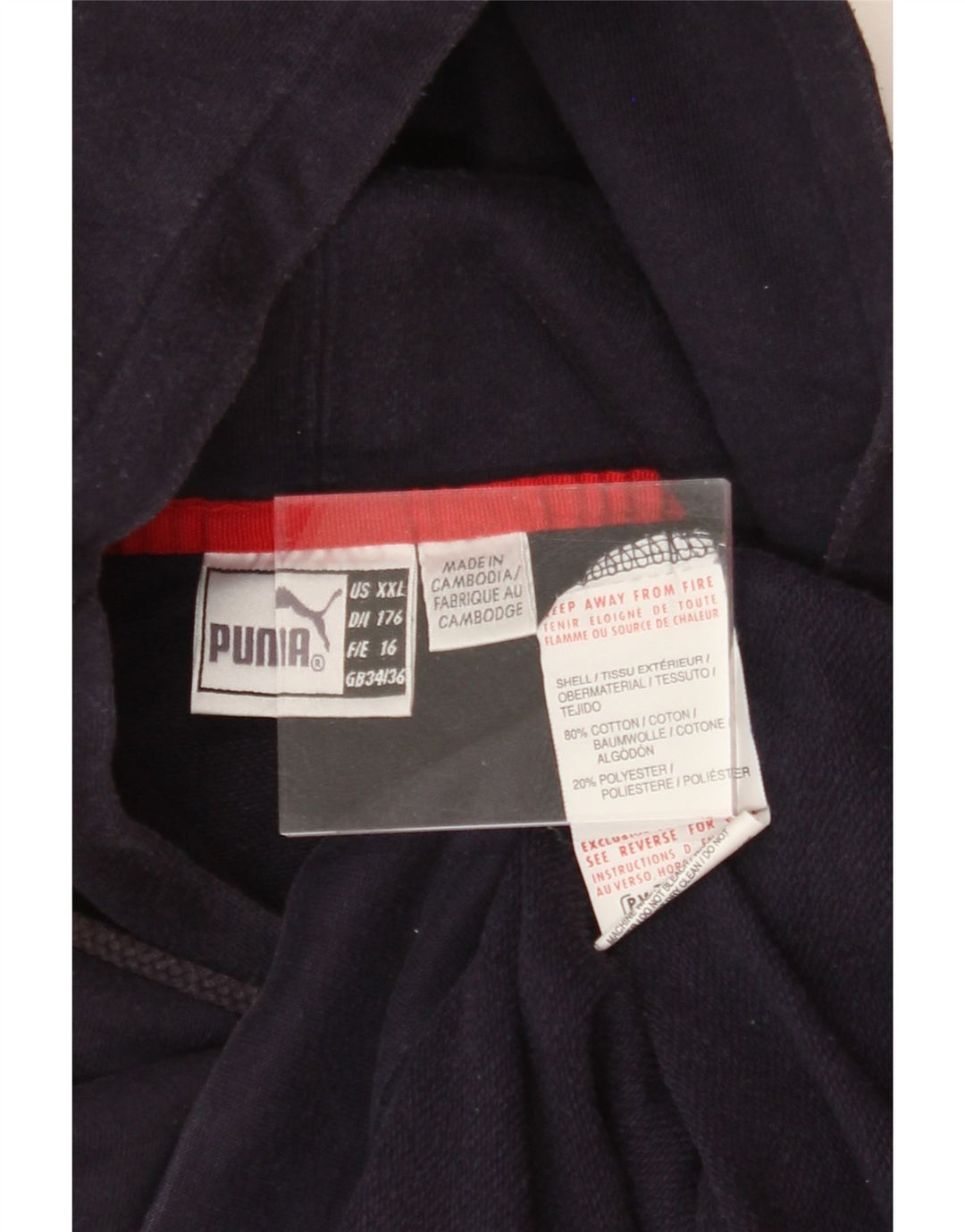 PUMA Boys Graphic Sleeveless Hoodie Jumper 15-16 Years Navy Blue Cotton Vintage Puma and Second-Hand Puma from Messina Hembry 