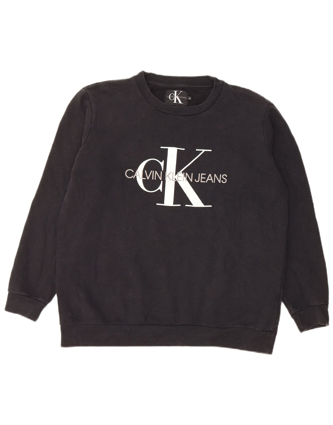 Calvin Klein Jeans Masculino moletom gráfico jumper médio algodão preto