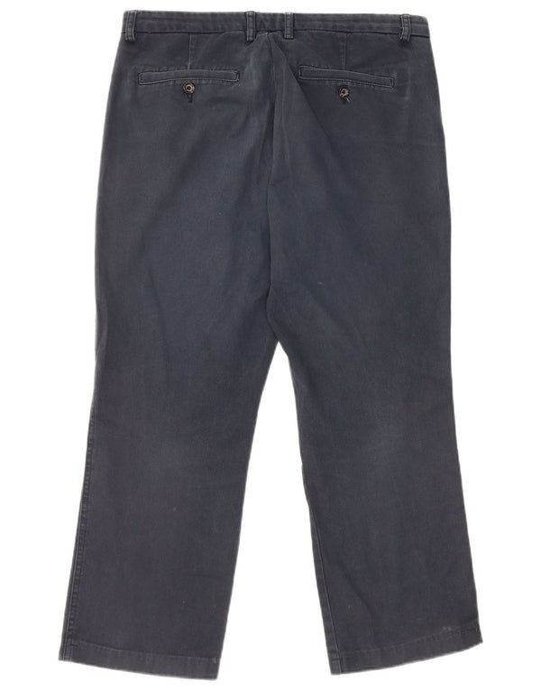 Calça feminina Benetton reta cortada IT 46 grande W32 L25 azul marinho