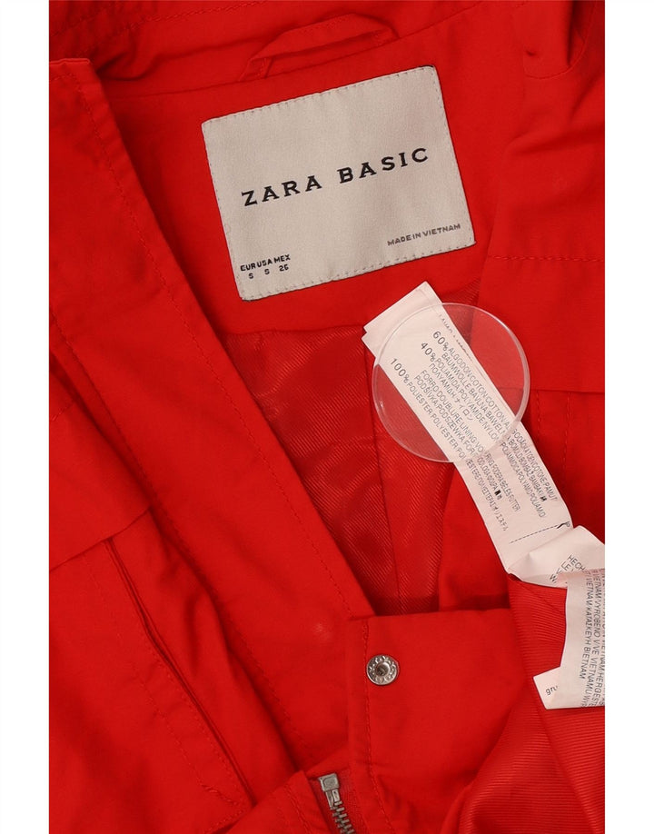 Jaqueta militar feminina Zara UK 10 pequeno algodão vermelho
