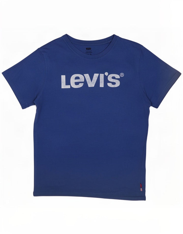 Camiseta masculina gráfica Levi's Top médio azul algodão