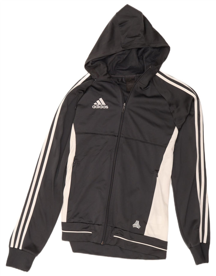 Adidas masculino zip moletom com capuz pequeno cinza colorblock poliéster
