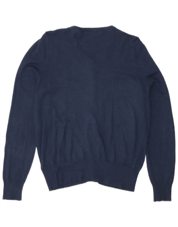 Suéter cardigã feminino Marks & Spencer Reino Unido 14 grande viscose azul marinho