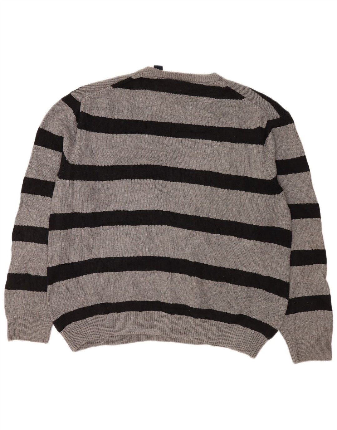 Suéter masculino Chaps com gola redonda 2XL algodão listrado cinza