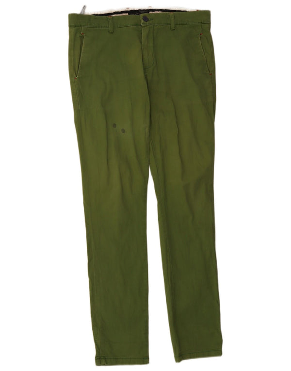 Zara Mens Slim Fit Chino Calças EU 40 Médio W34 L34 Verde