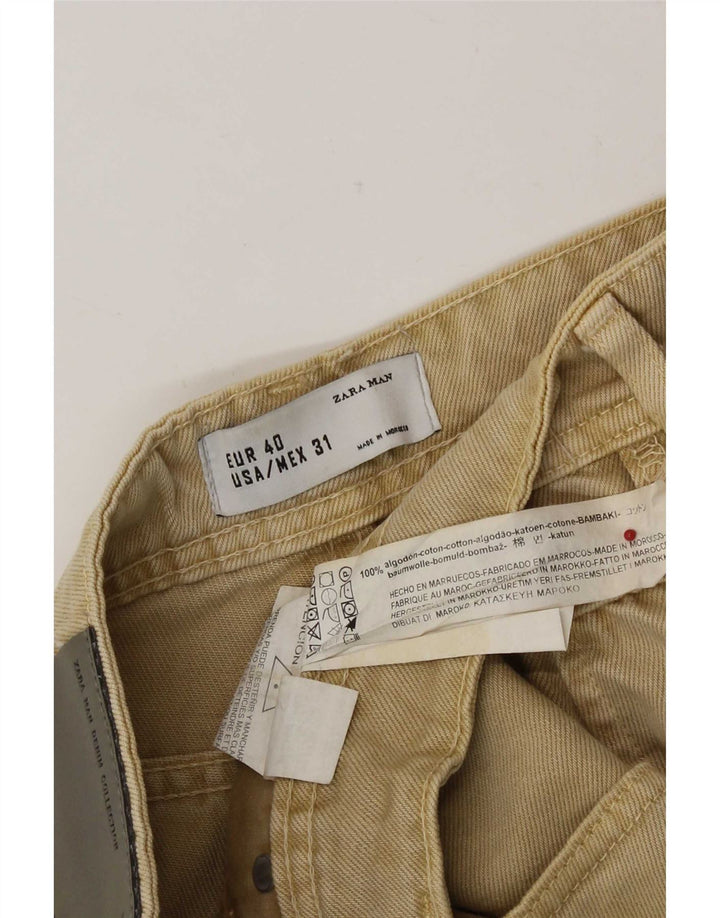 Zara Mens Denim Shorts EU 40 Médio W31 Algodão Bege