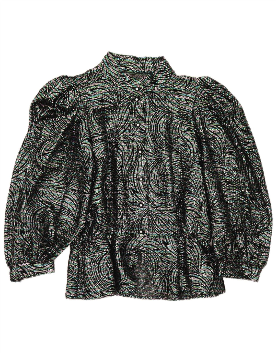 Camisa feminina vintage blusa IT 42 média multicolorida geométrica