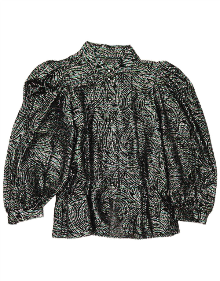 Camisa feminina vintage blusa IT 42 média multicolorida geométrica