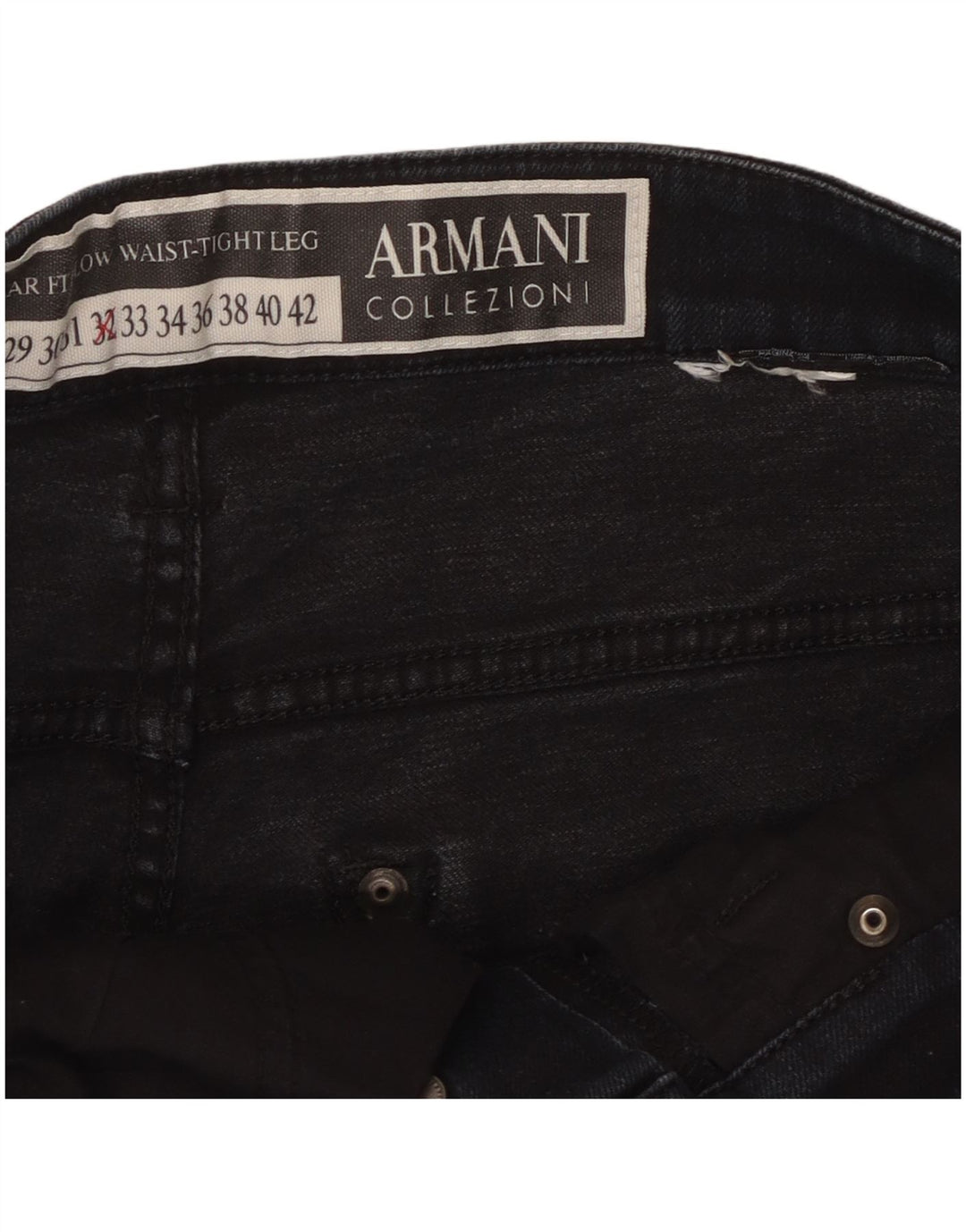 Calça jeans reta masculina Armani W32 L27 azul marinho