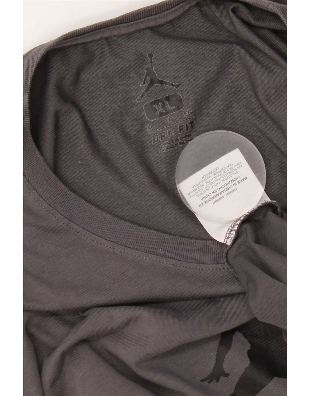 Top gráfico Jordan masculino Dri Fit manga comprida XL cinza algodão