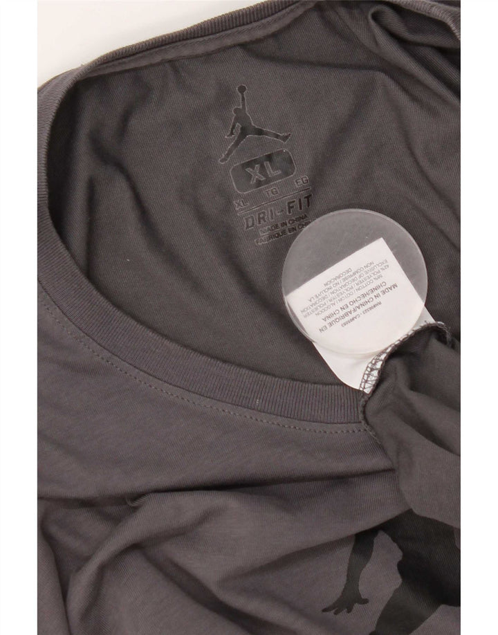 Top gráfico Jordan masculino Dri Fit manga comprida XL cinza algodão